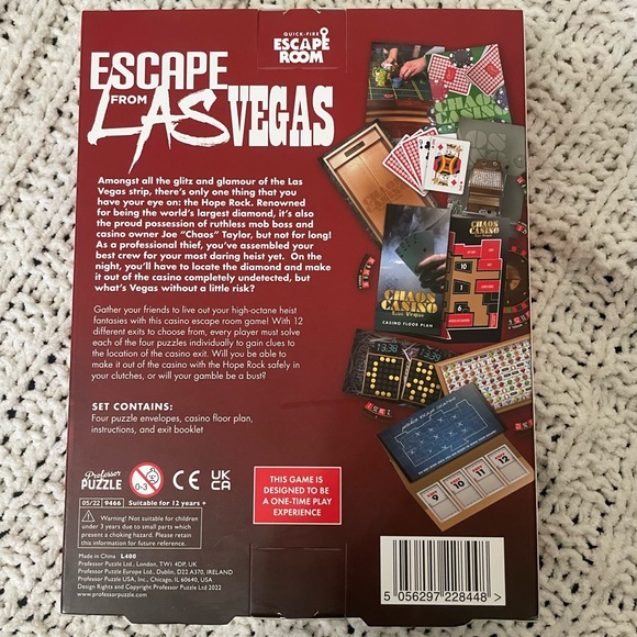NEW “Escape from Las Vegas” by Quick-Fire Escape Room Professor Puzzle - Picture 2 of 4
